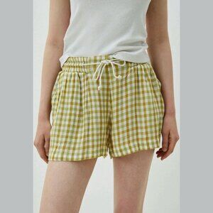 Billabong Size S Womens Gingham Drawstring Pull On Shorts in Sage Green